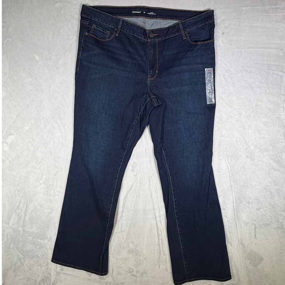 NEW Old Navy Mid-Rise Kicker Boot-Cut Jeans Womens Size 20 Dark Wash Blue